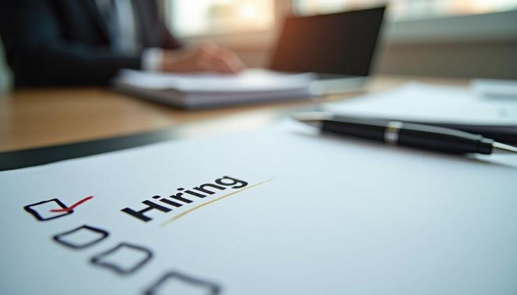 Eye-level view of a structured hiring checklist on a desk